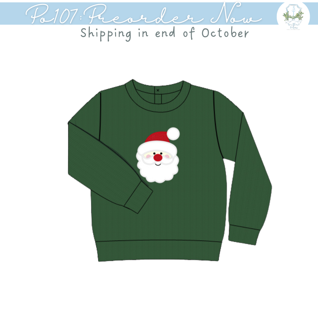 PO107: Green Santa Appliqué Boy Sweater