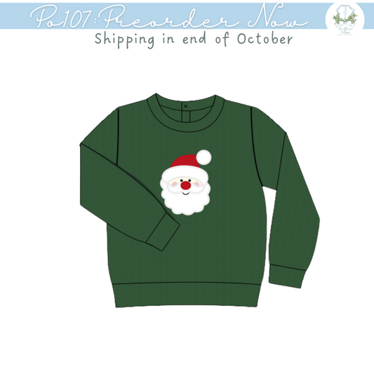 PO107: Green Santa Appliqué Boy Sweater