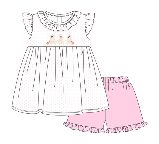 PO113: Pumpkin Pups Girl Short Set