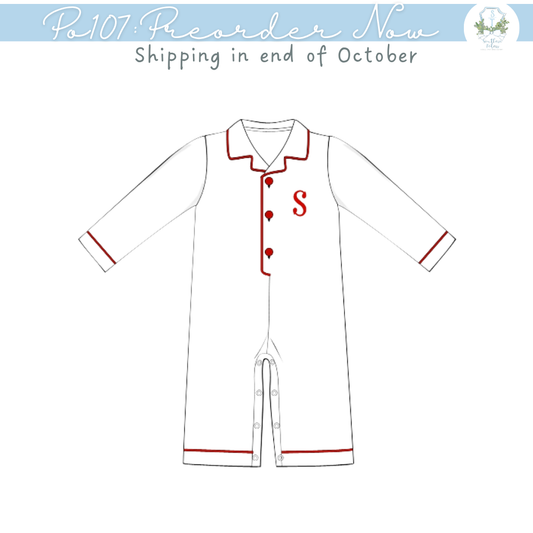 PO107: Classic White Boy Long Romper Lounge