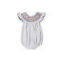 Navy Smocked Pumpkin Girl Bubble