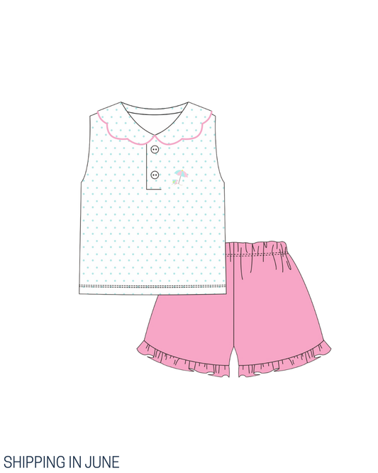 PO111: Beach Umbrellas Girl Short Set