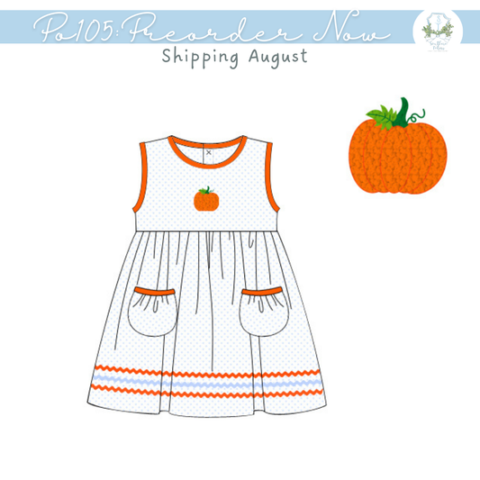 PO105: French Knot Pumpkin Dress