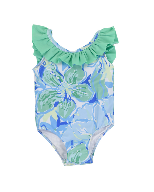 Floral 1pc Ruffle Swimsuit