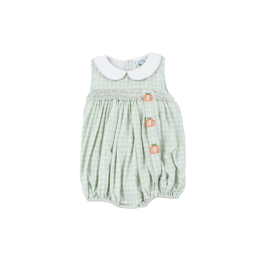 Sage Gingham Pumpkin Boy Bubble