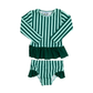 Green & Mint Stripe Girls Two Piece Swim