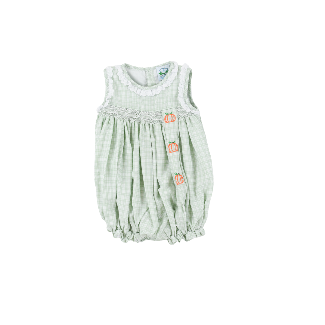 Sage Gingham Pumpkin Girl Bubble