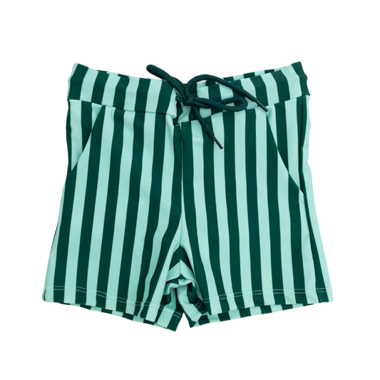 Green & Mint Stripe Swim Trunk