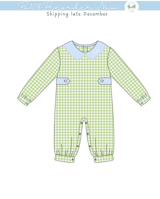 Po108: Greenwhich Garden Boys Romper