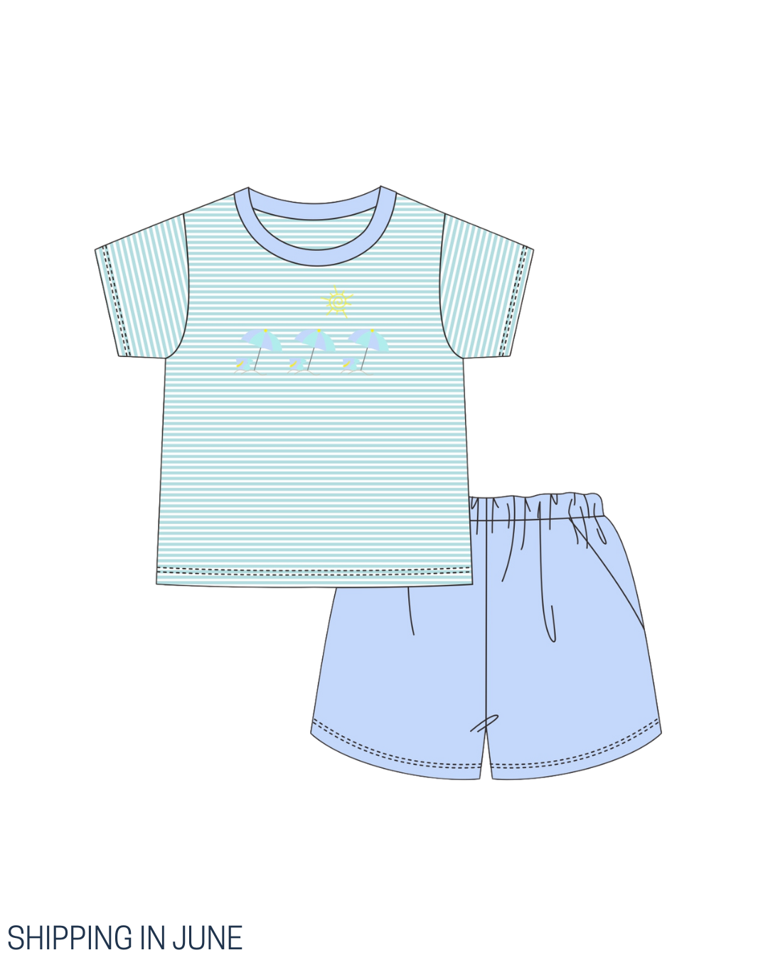 PO111: Beach Umbrellas Boy Short Set
