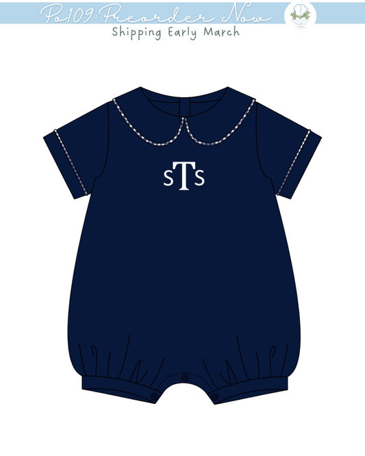 PO109: Navy Easter Toile Boy Bubble