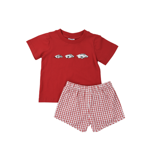 French Knot Hogs Boy Short Set