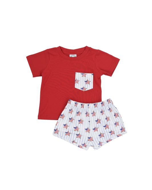 Land of the Free Boy Short Set