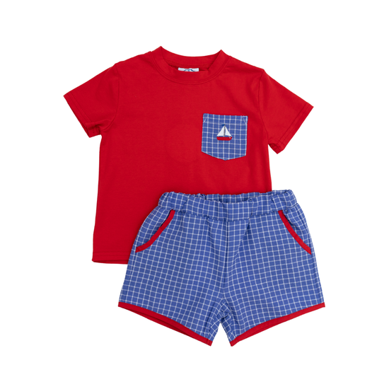 Summer Sailboats Boy Short Set