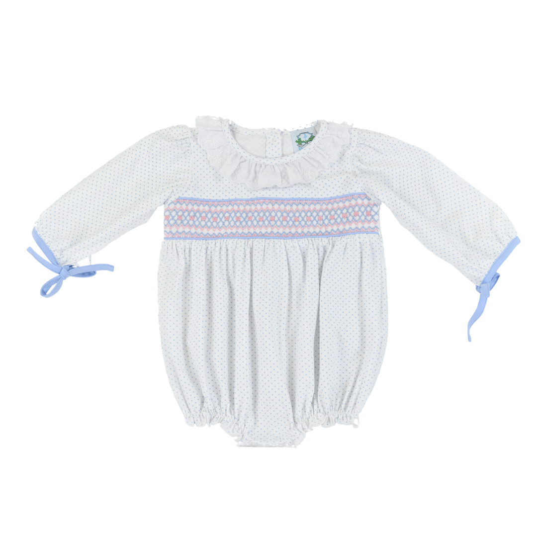 Blue Classic Smocked Girls Bubble