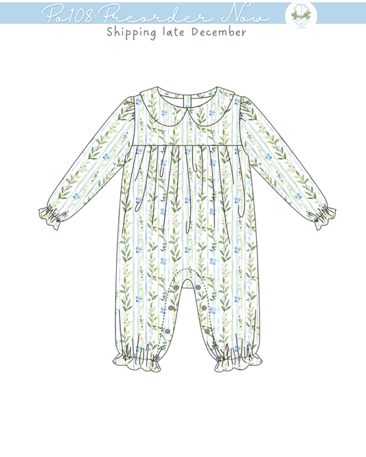 Po108: Greenwhich Garden Girls Romper