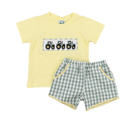 Smocked Tractors Boys Short Set