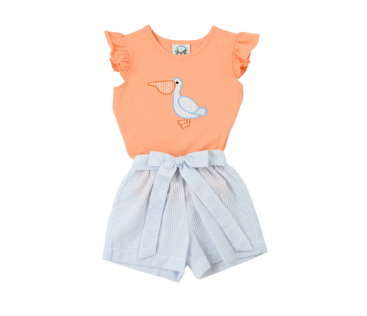 Summer Pelicans Girls Short Set