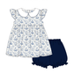 PO109: Navy Easter Toile Girls Bubble Short Set