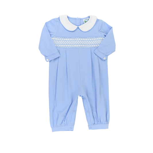 Blue Classic Smocked Boys Long Romper