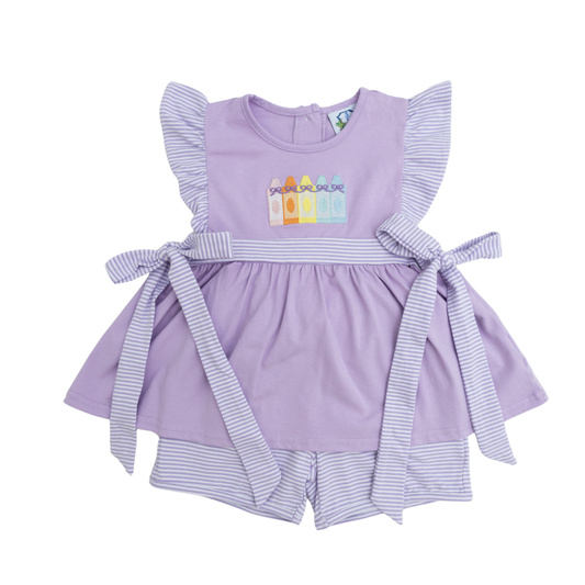 Colorful Crayons Girl Short Set