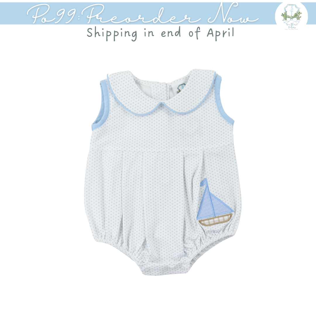 PO99: Applique Sailboat Boys Bubble