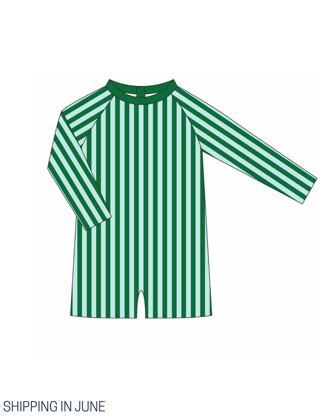 PO111: Green & Mint Stripe Boys Swim Suit