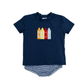 Colorful Applique Crayons Diaper Set