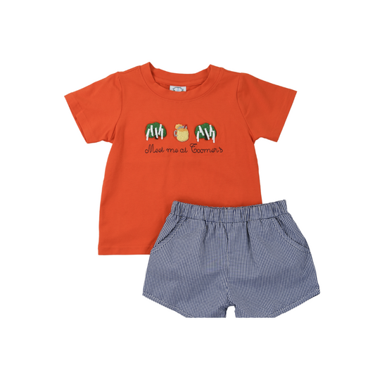 Orange and Navy Southern Saturday Short Set