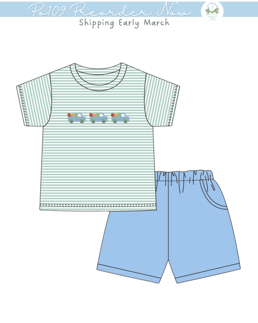 po109: Easter Egg Pickup Truck Short Set