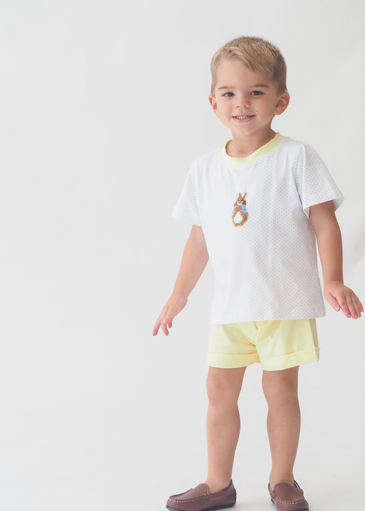 Blue Bitty Dot Rabbit Boys Short Set