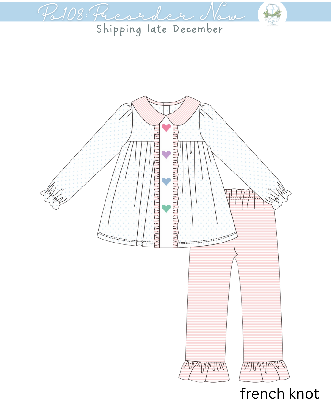 PO108: Candy Hearts Girls Pant Set