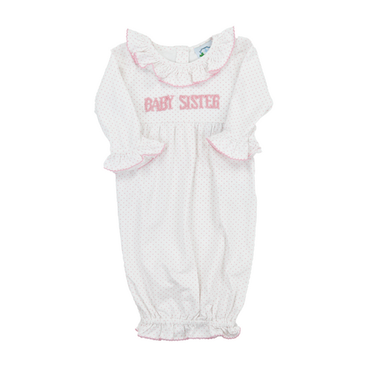 French knot Baby Sister Gown Girls Pink