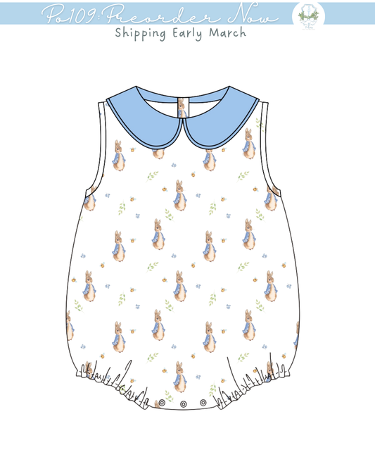 PO109: Rabbit Print Blue Bubble
