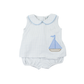 Applique Sailboat Boy Bubble Short Set