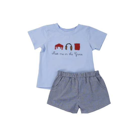 Red and Navy Southern Saturday Short Set