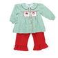 Smocked Santa Girls Pant Set