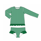 PO111: Green & Mint Stripe Girls Two Piece Swim