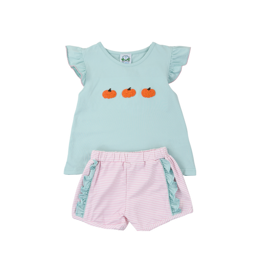 Mint Pumpkin Girl Short Set