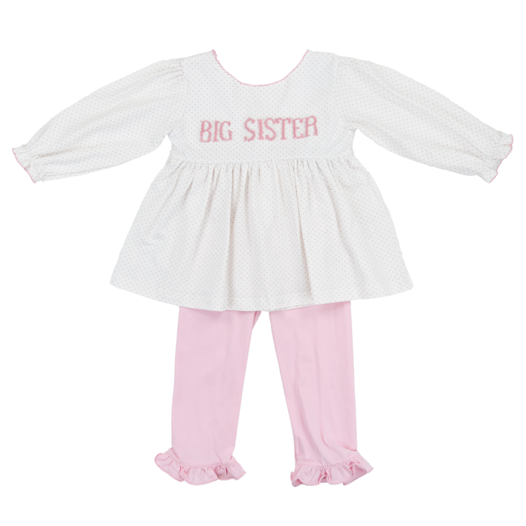 Pink Bitty Dot Frenchknot Name Girls Pants Set