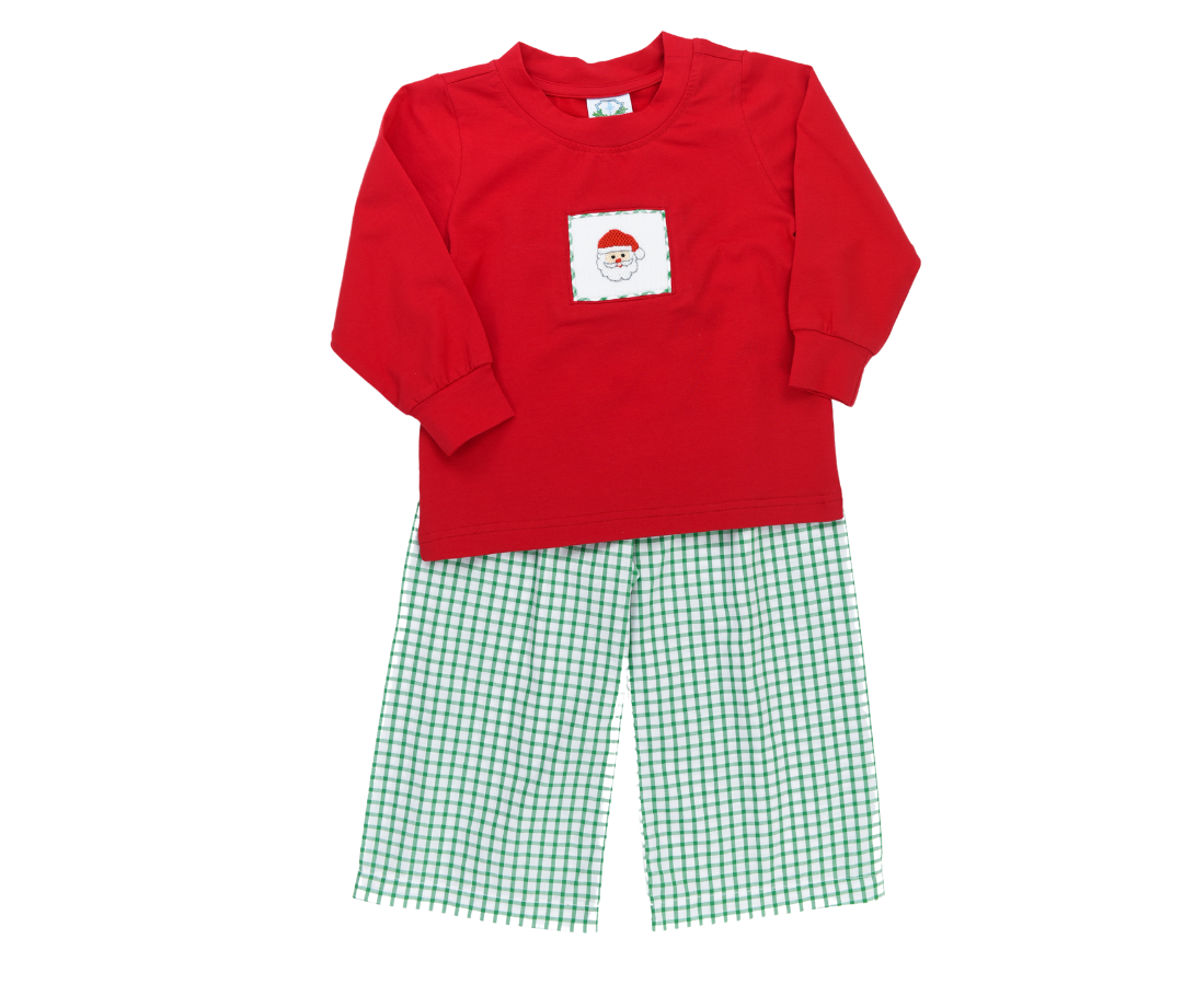 Smocked Santa Boys Pant Set