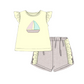 Sailboat Applique Girls Short Set