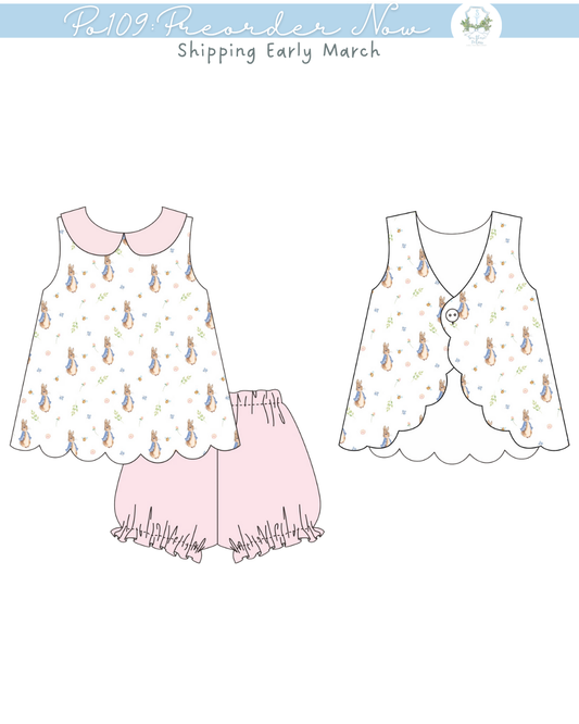 PO109: Rabbit Print Pink Bloomer Set