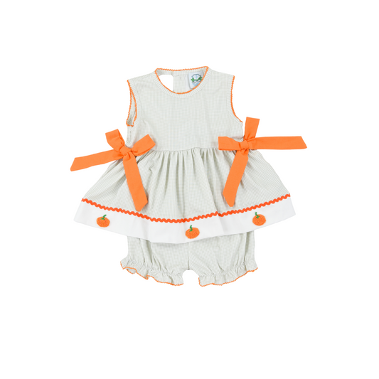 Sweet and Simple Pumpkin Girl Bubble Short Set