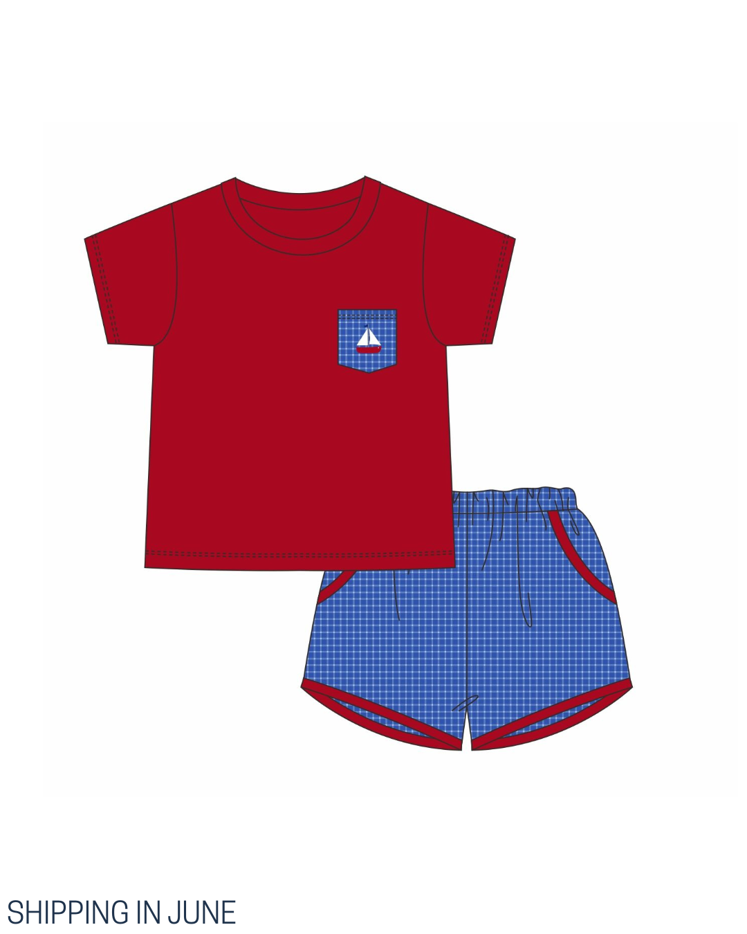 PO111: Summer Sailboats Boy Short Set
