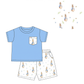 PO109: Rabbit Print Blue Pocket Short Set