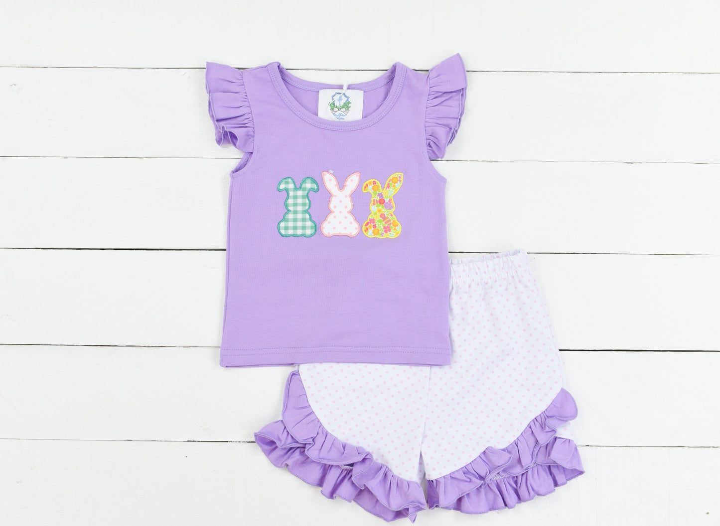 Girl Purple Trio Bunny Short Set