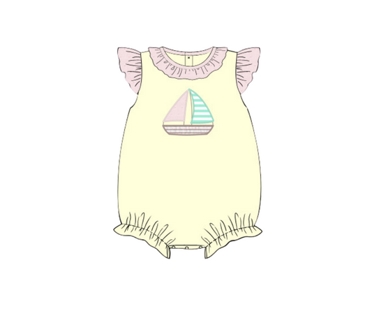Sailboat Applique Girls Bubble