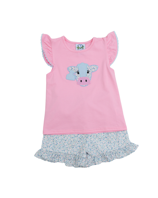 Cow Tag Girls Short Set