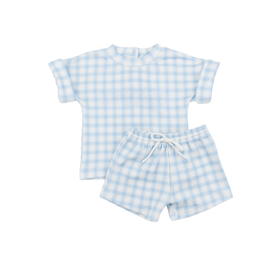 Blue Gingham Name Sweater Set